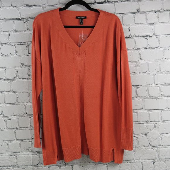 NWOT - Women's V-Neck Boyfriend Rib Detail Sweater - Picture 2 of 4